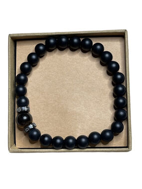 Natural Black Oynx Tiger Stone Christian Cross Bracelet